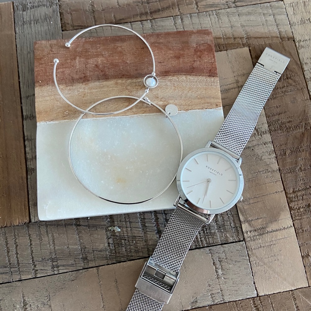 Rosefield Silver Mesh Watch Set GORGEOUS - Picture 2 of 8